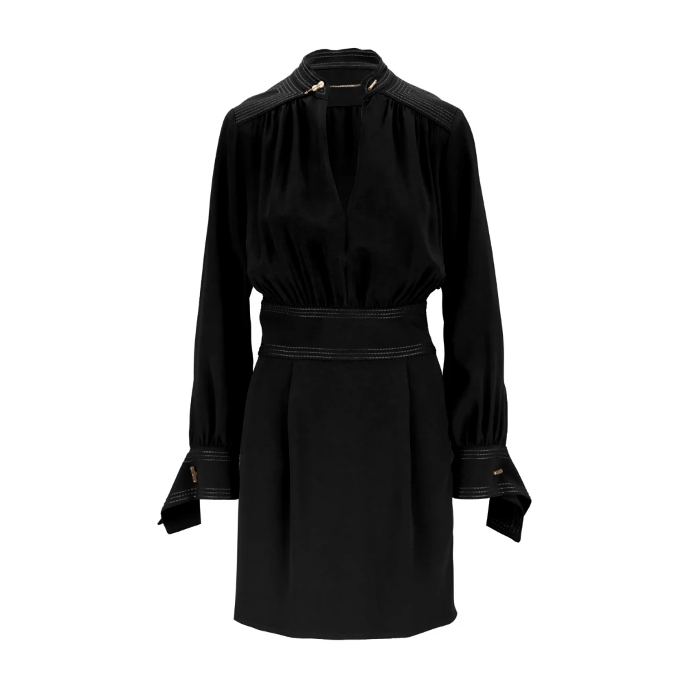 Elisabetta Franchi Korte jurk met rits en knoop Black Dames