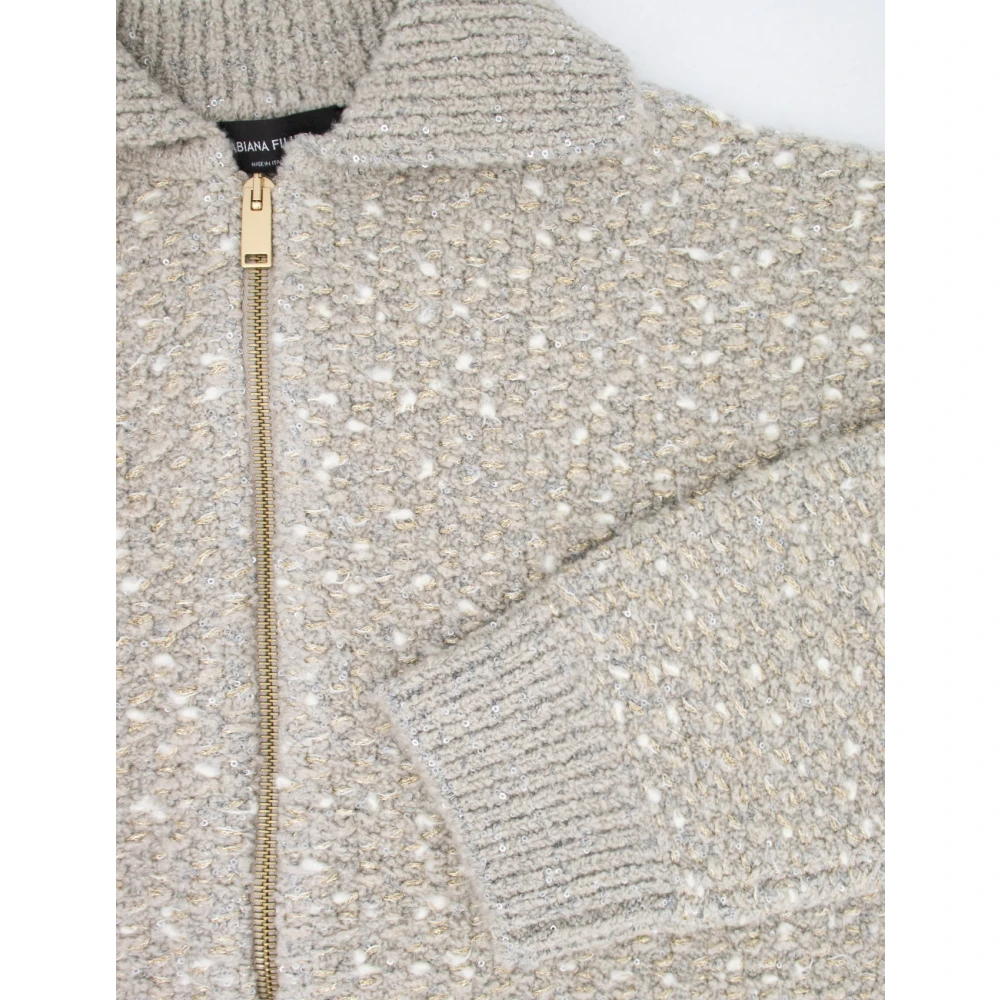 Fabiana Filippi Gouden Rits Tweed Cardigan Gray Dames