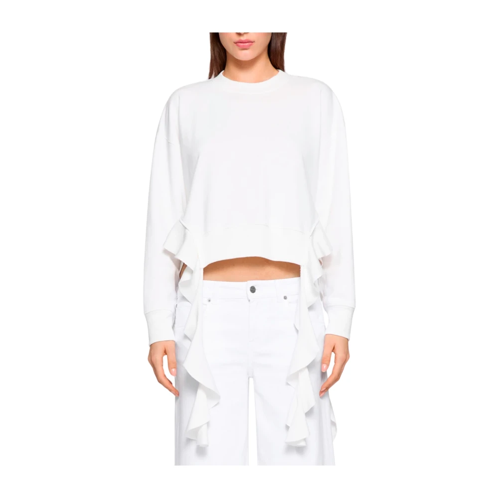 Dondup Rouched Crewneck Sweatshirt White Dames