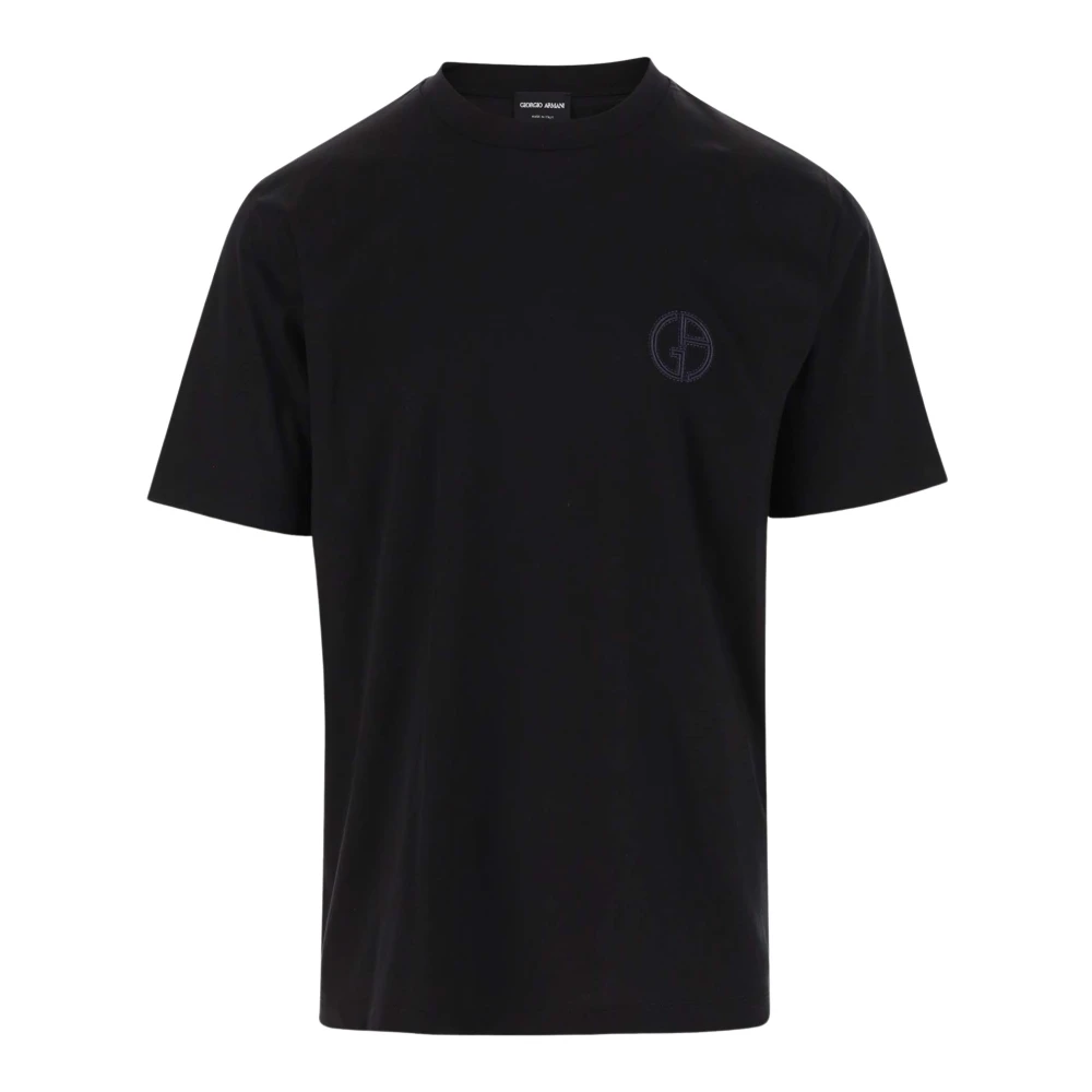 Giorgio Armani Katoenen T-shirt met Logodetail Black Heren
