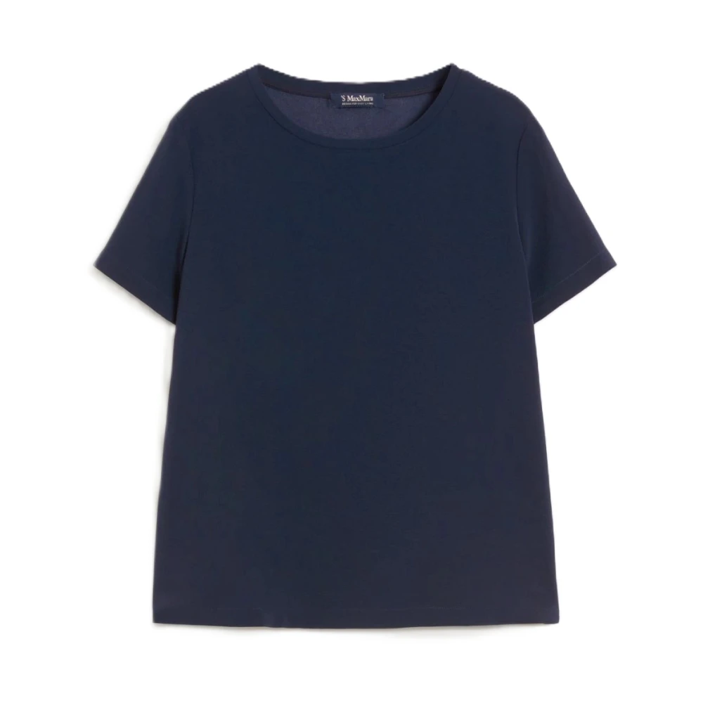 Max Mara Vrouw Blauw Tops Dames, S, Satijn, Satijnen T-Shirt
