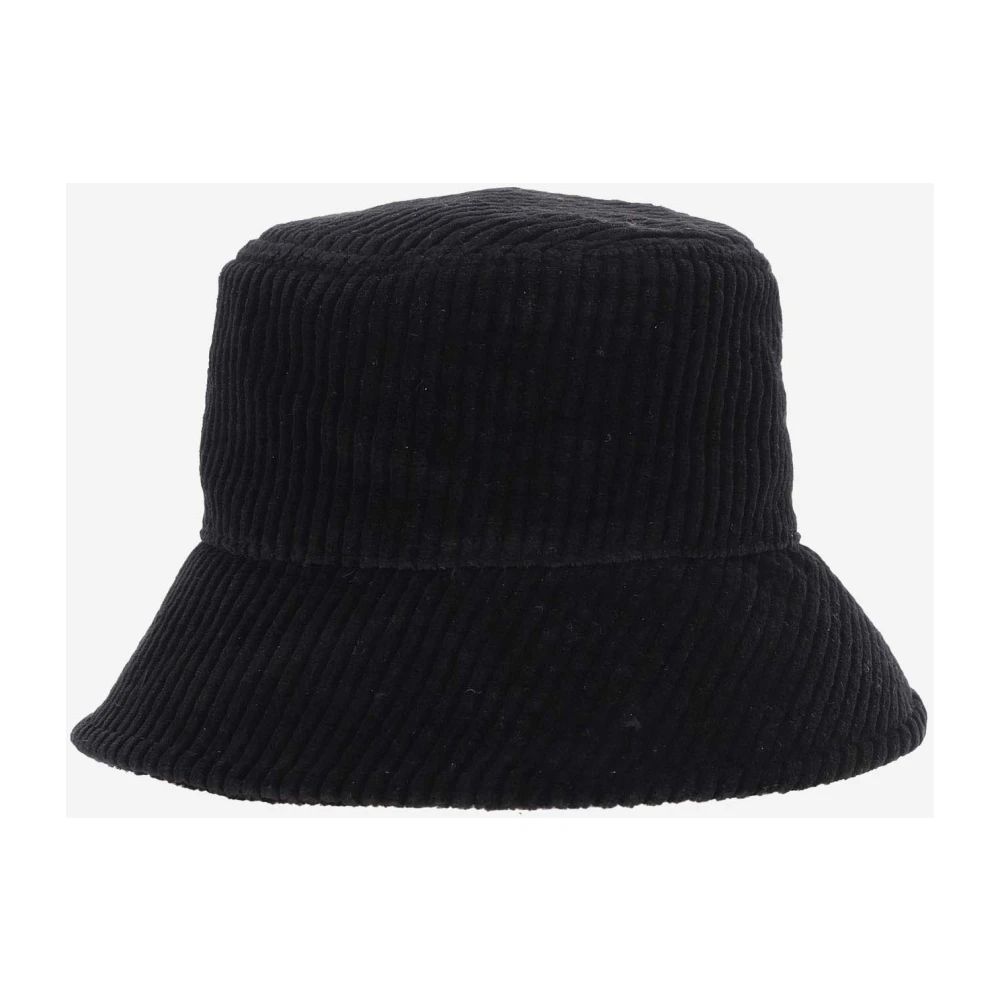 Jil Sander Zwarte Katoenen Velvet Geribbelde Rand Hoed Black Dames