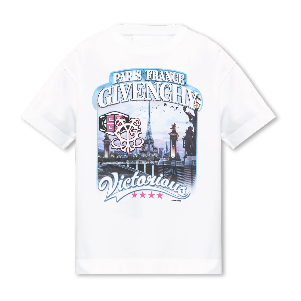 Givenchy World Tour Artwork Crew Neck T-shirts en Polos White Heren