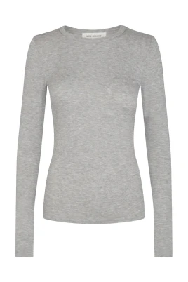 Grå Melange Långärmad Blus