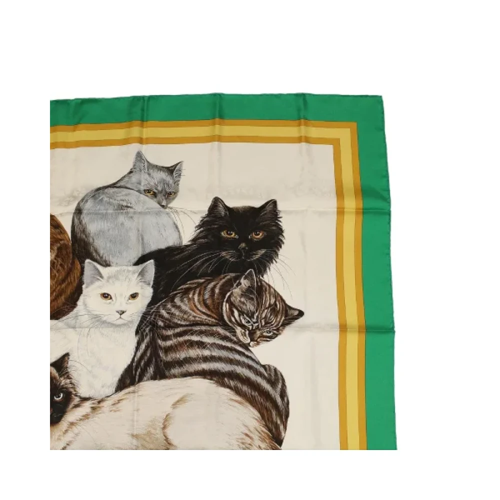 Hermès Vintage Pre-owned Carre 90 Les Chats Sjaal Green Dames