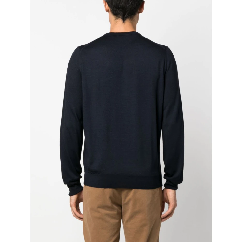 Canali Navy Blauwe Trui Black Heren