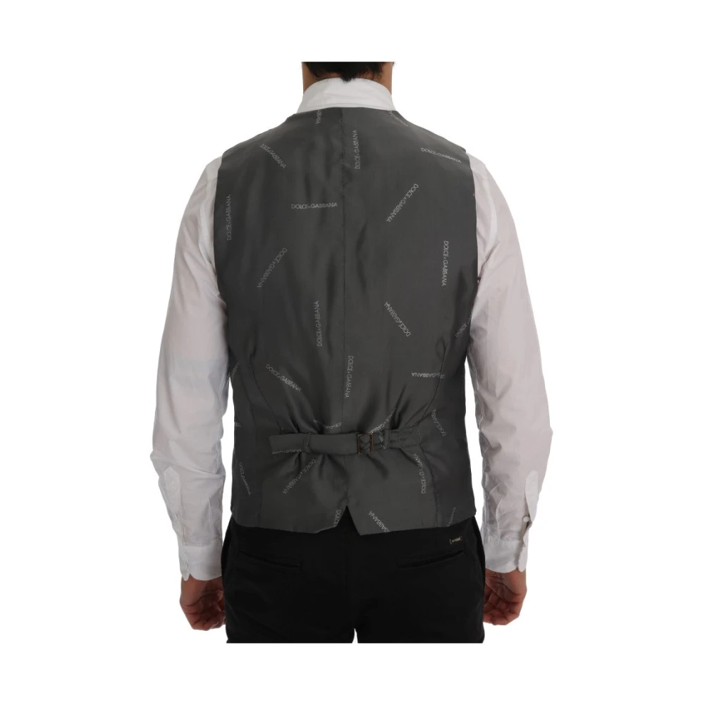 Dolce & Gabbana Elegante Gestreepte Vest Black Heren