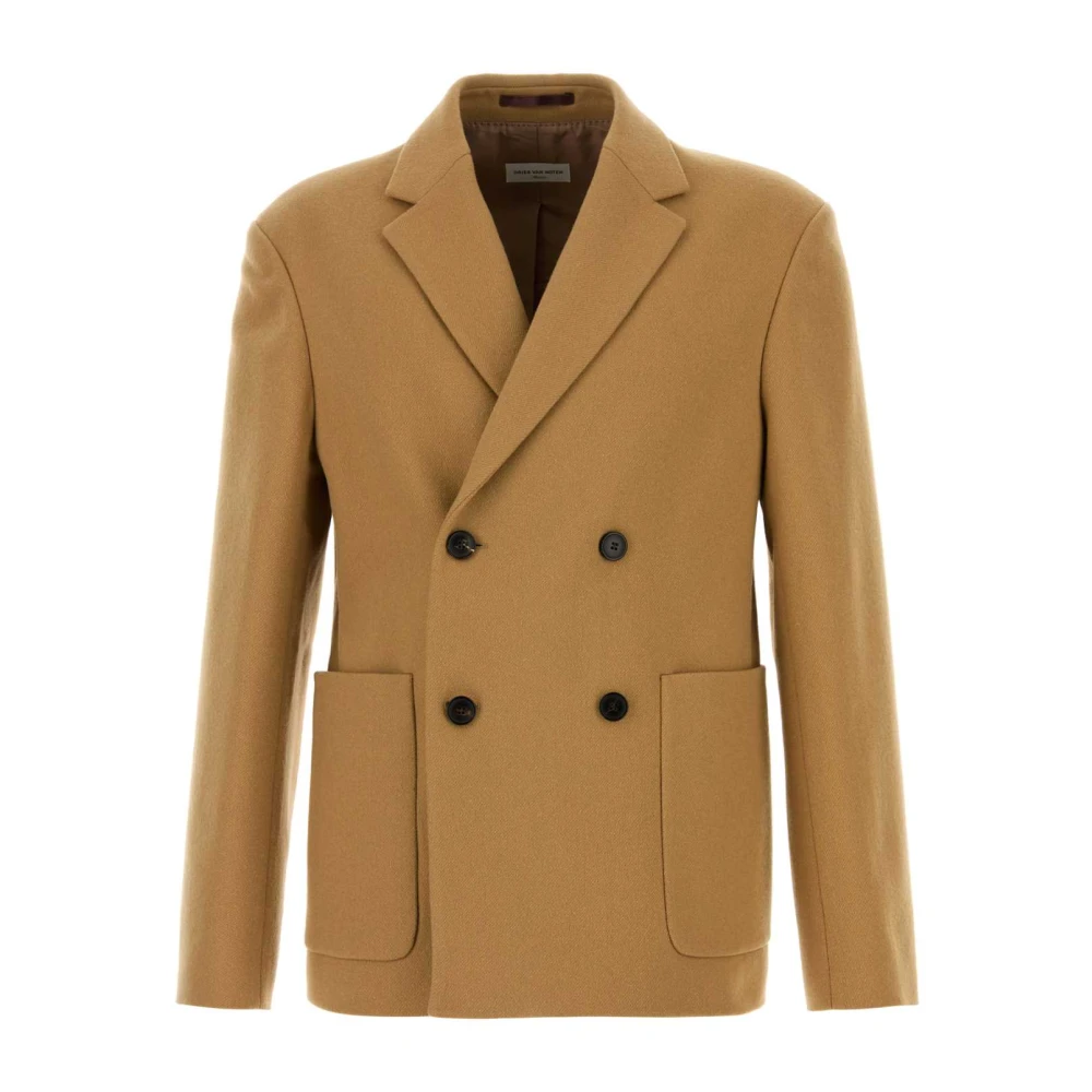 Dries Van Noten Kameelwol Blend Blazer Brown Heren