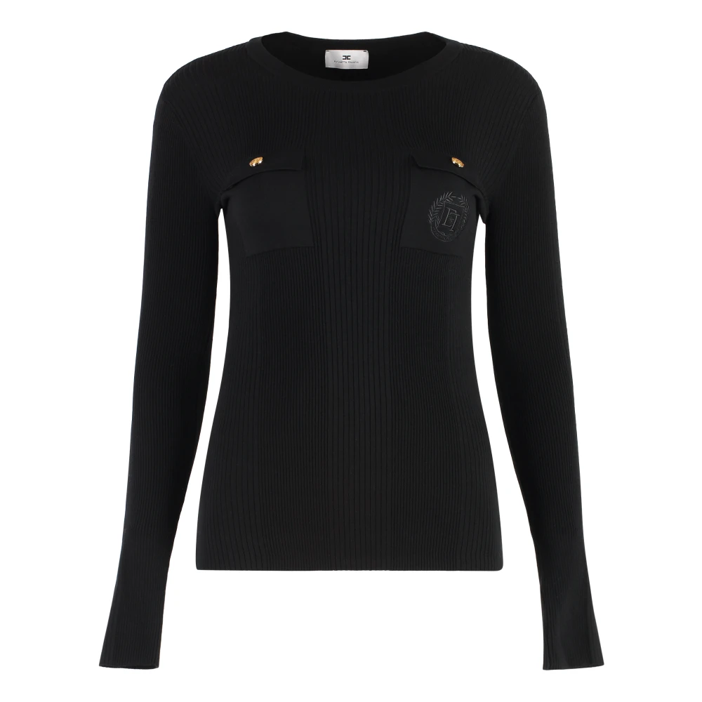 Elisabetta Franchi Gebreide zijden en viscose top Black Dames