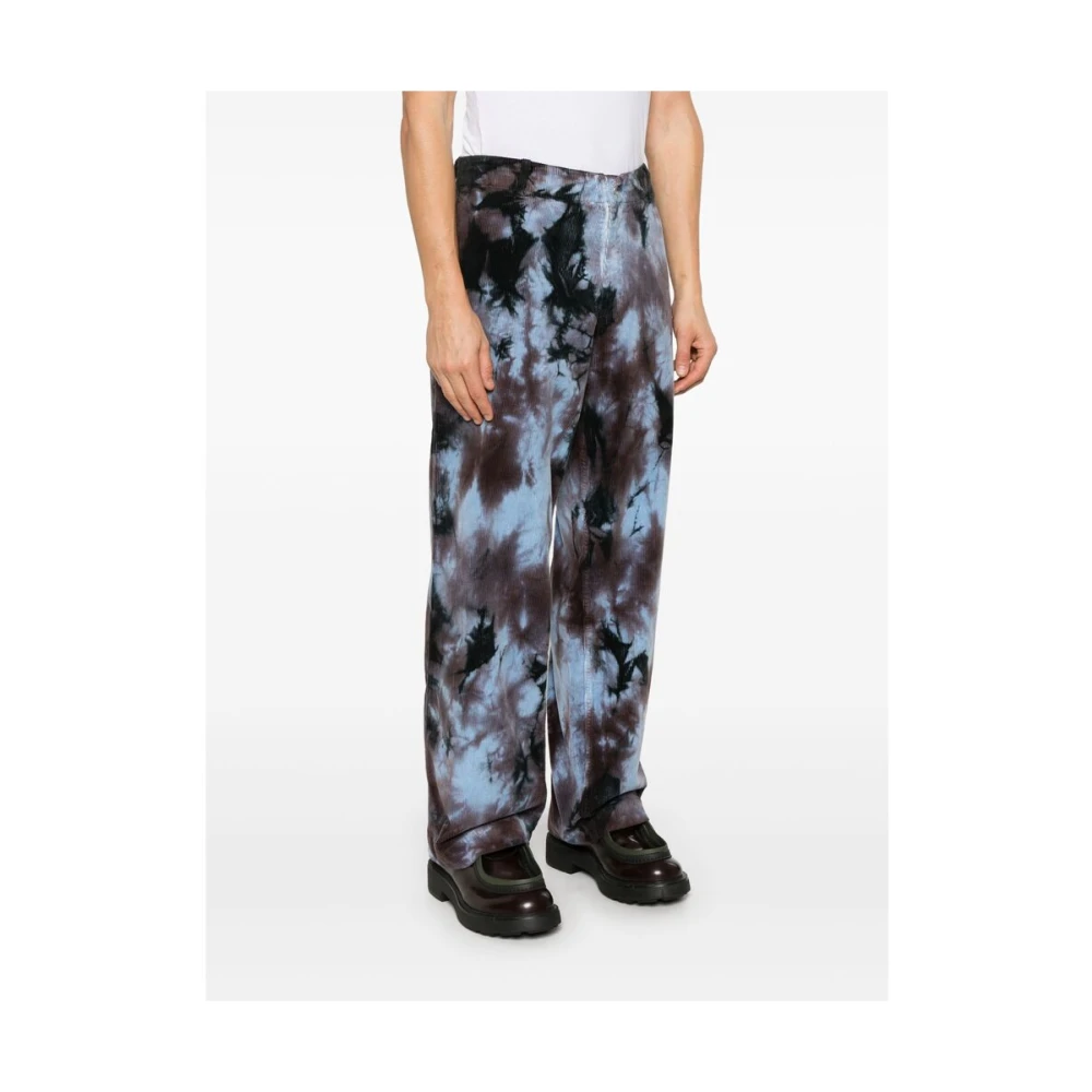 Emporio Armani Tie-Dye Ribfluwelen Broek Blue Heren
