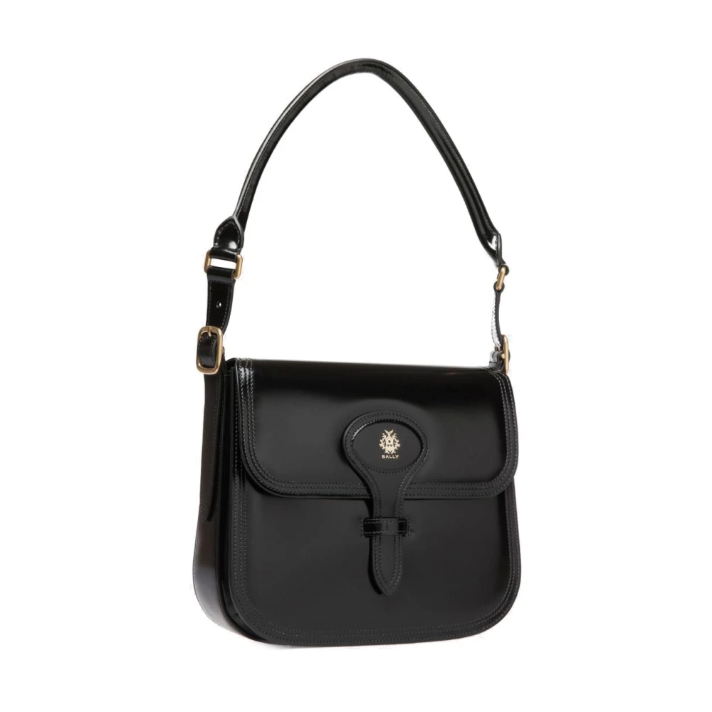 Bally Antiekroze gladleren schoudertas Black Dames