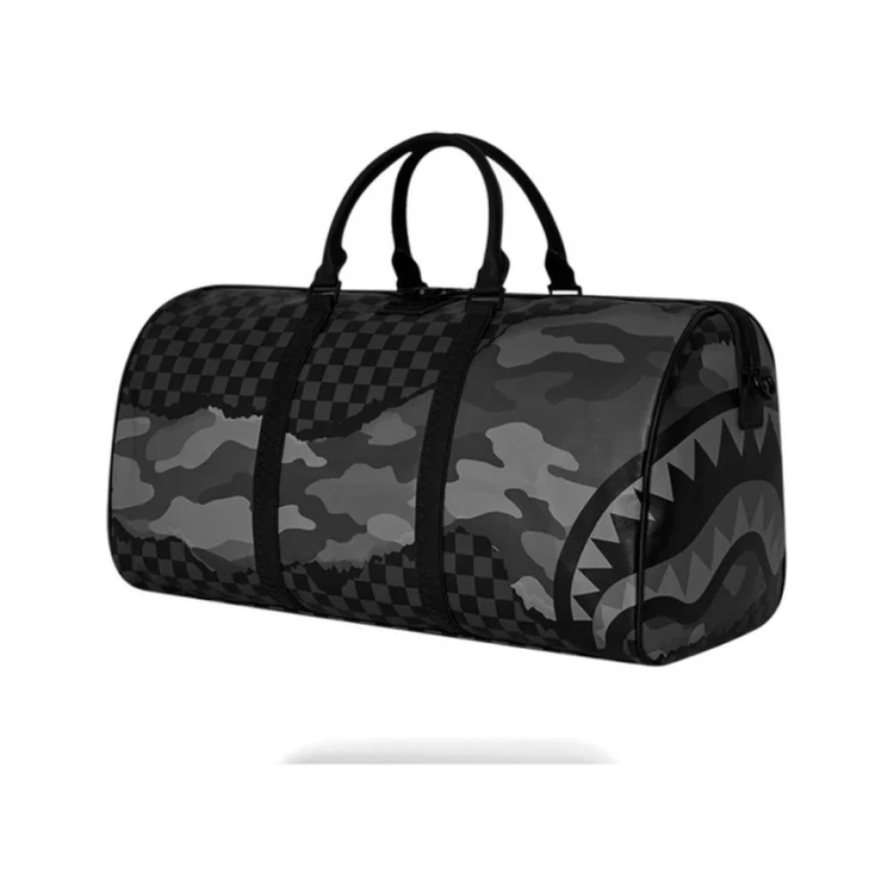 Sprayground Zwarte Camo Tear Duffle Tas Black Dames