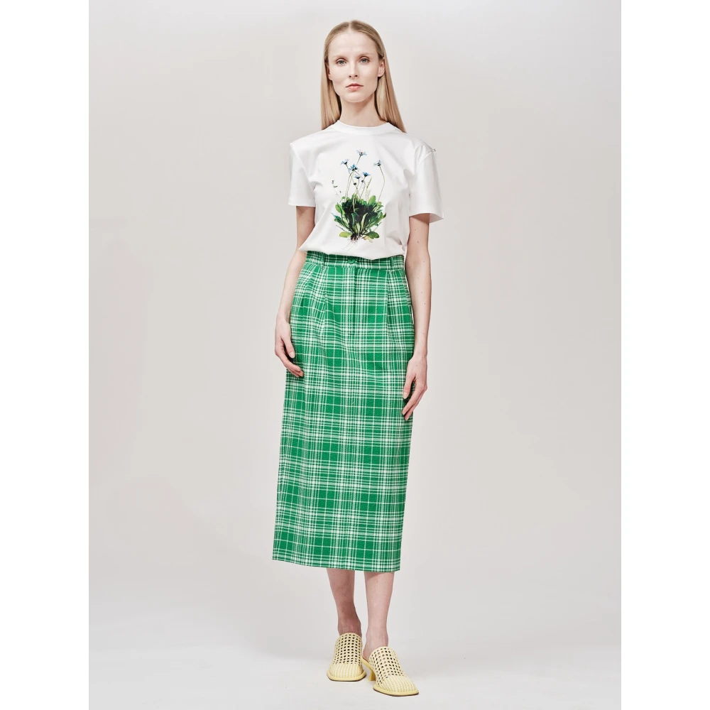 SPORTMAX Geruite Pencil Rok Ss22 Green Dames