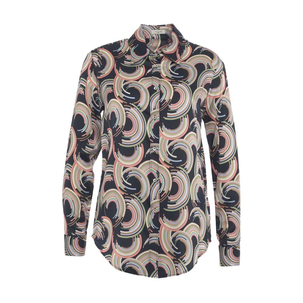 Himon's Blauwe Retro Print Shirt Multicolor Dames