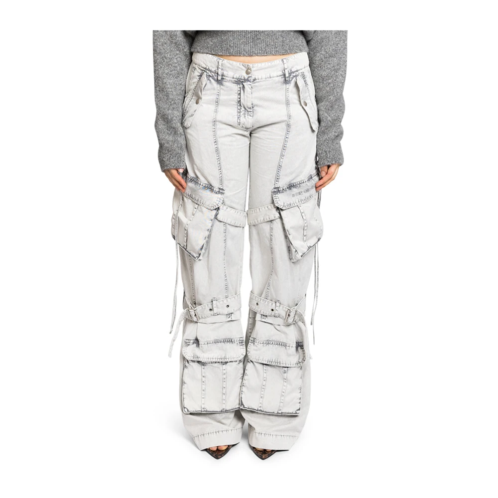 Acne Studios Stoffen cargobroek in stoffige witte kleur Gray Dames