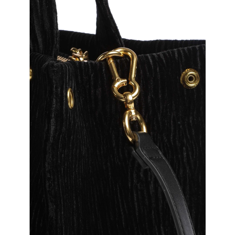 Juicy Couture Zwarte Velvet Shopper Tas met Gouden Details Black Dames