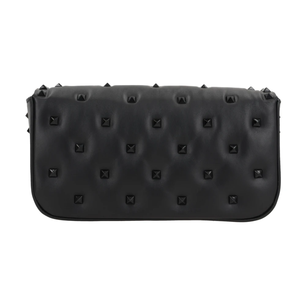 Valentino Garavani Zwarte leren studs schoudertas Black Dames