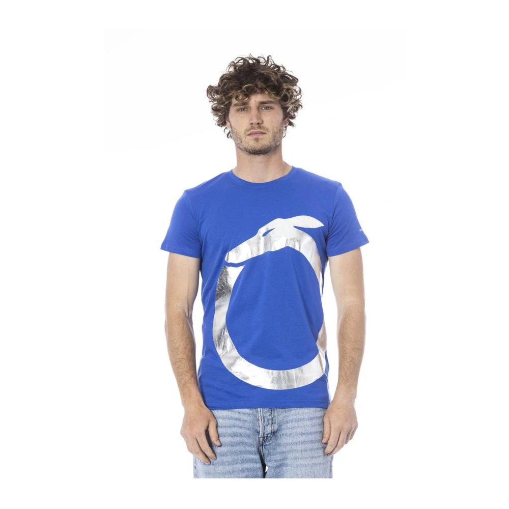 Trussardi Strandkleding T-shirt met Logo Print Blue Heren