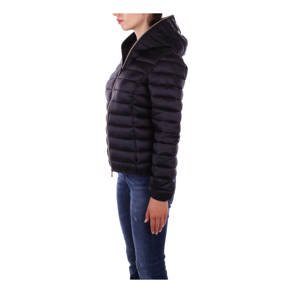 Save The Duck Zwarte Hoodie met zijlogo rits Black Dames