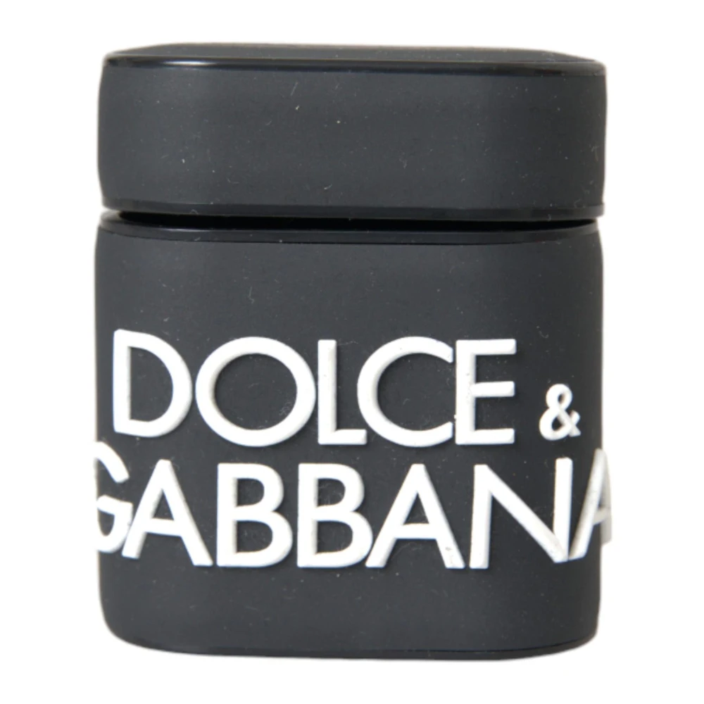 Dolce & Gabbana Geëtst Logo Siliconen Airpods Hoesje Black Dames