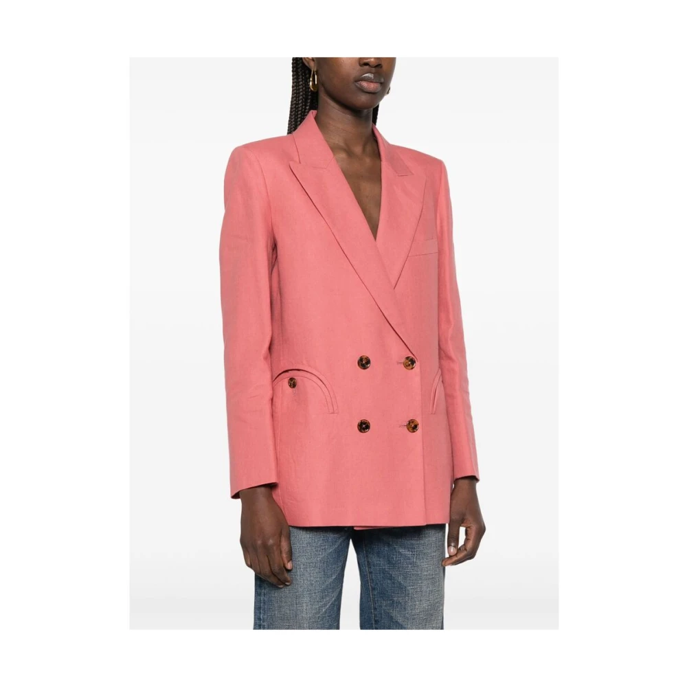 Blazé Milano Roze Double-Breasted Jas met Zakken Pink Dames