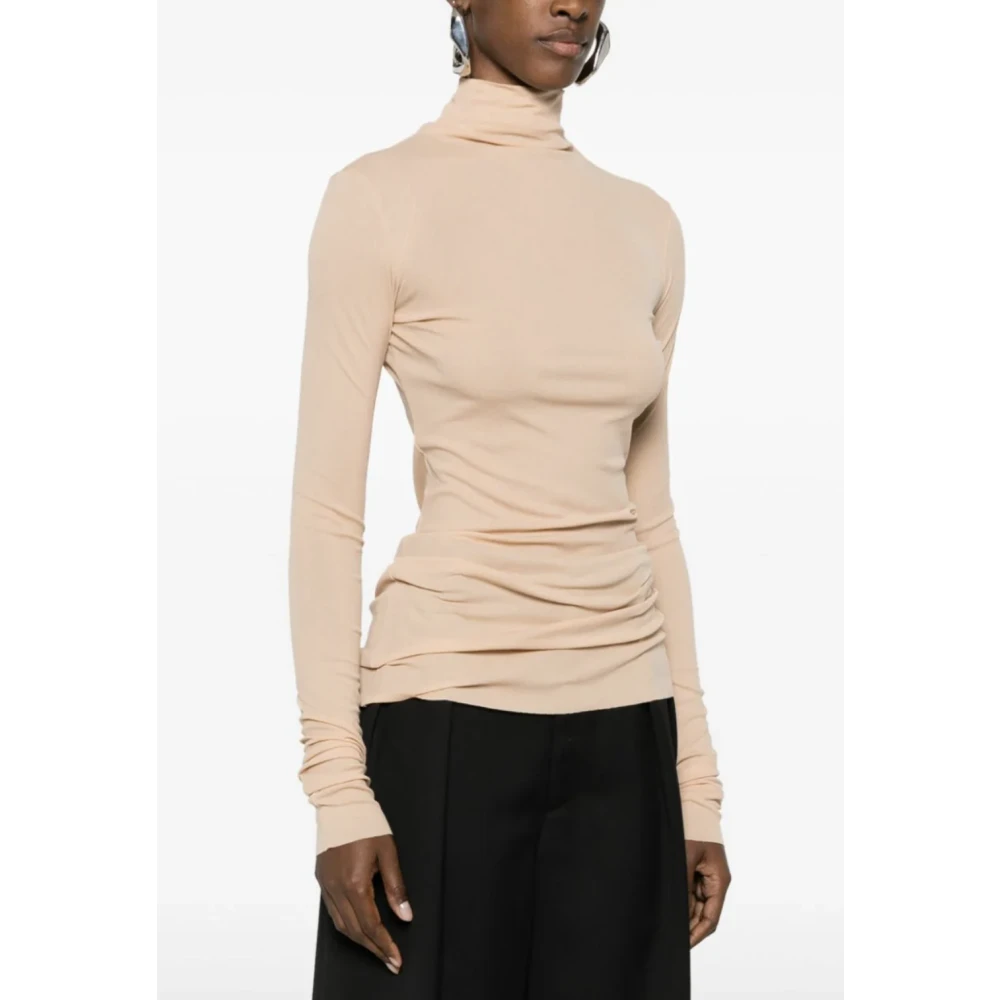 Jil Sander Beige Doorschijnende Lange Mouw Top Beige Dames