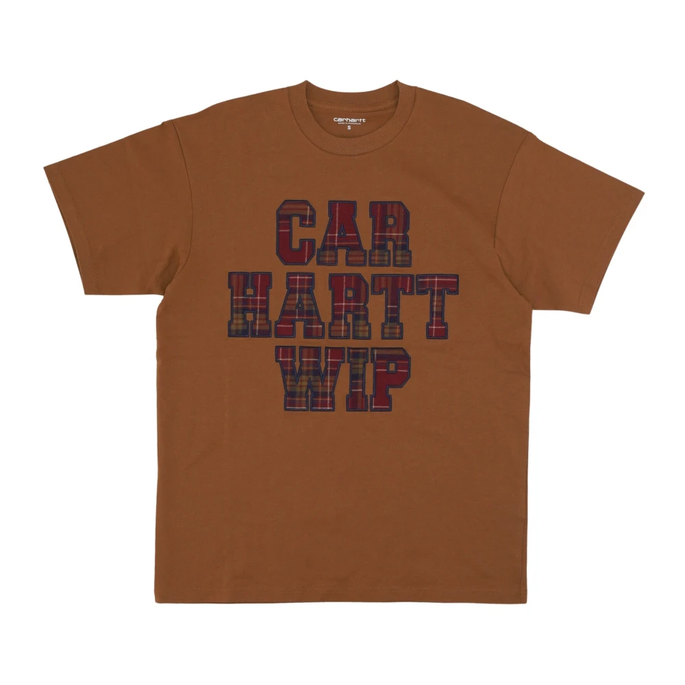 Carhartt WIP Bruine Heren Tee met Geruite Inzetstukken Brown Heren