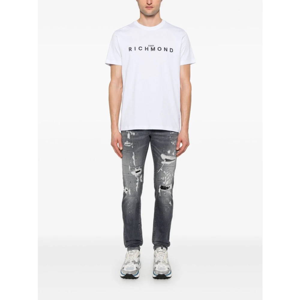 John Richmond Wit T-shirt met uniek ontwerp White Heren