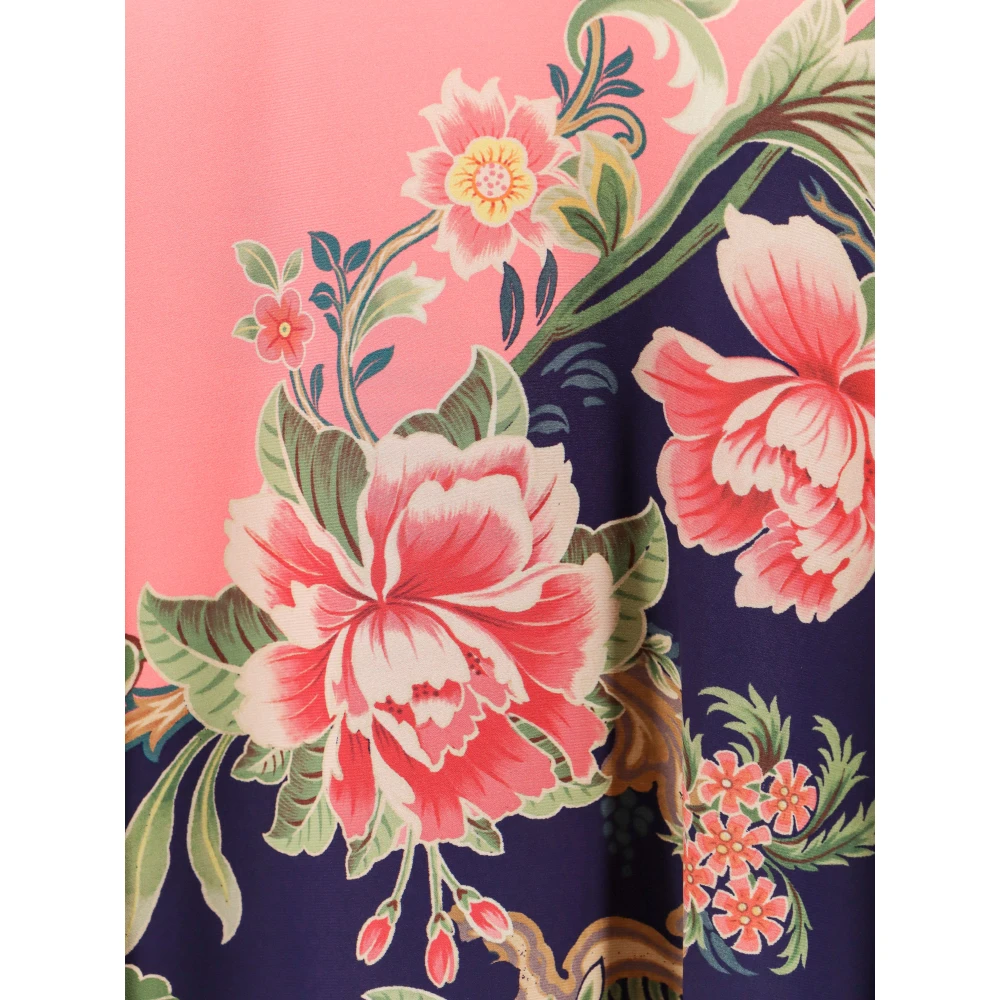 ETRO Bloemenprint Zijden Rok Blauw Multicolor Dames