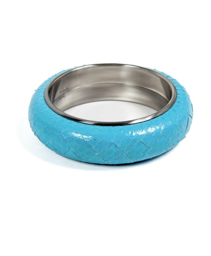 bracelet-en-cuir-serpent-argente