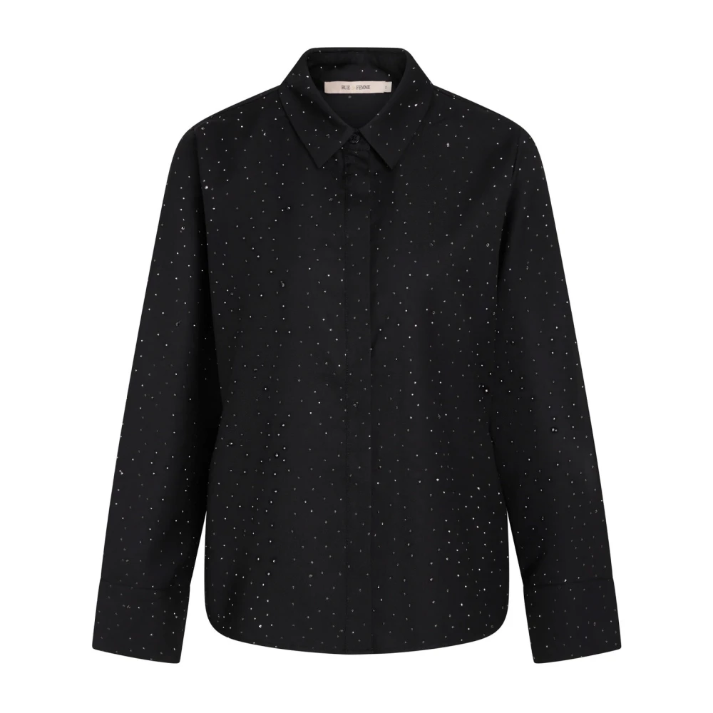 RUE de Femme Zwarte Shirt met Hoge Manchetten Black Dames