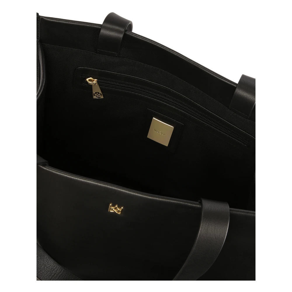 Kazar Grote zwarte leren tote tas schoudertas Black Dames