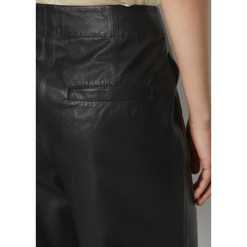 Marc O'Polo Leren culotte wijd Black Dames