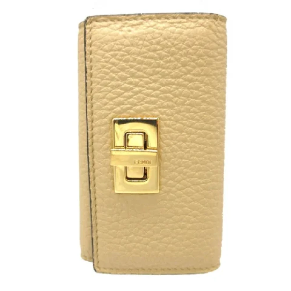 Fendi Vintage Pre-owned Leather key-holders Yellow Unisex