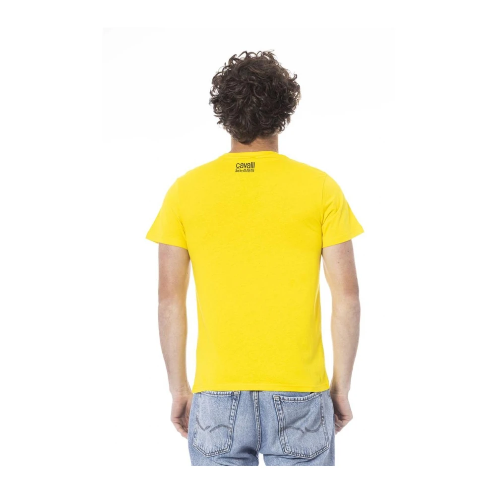 Cavalli Class Logo Print Crew Neck T-Shirt Yellow Heren