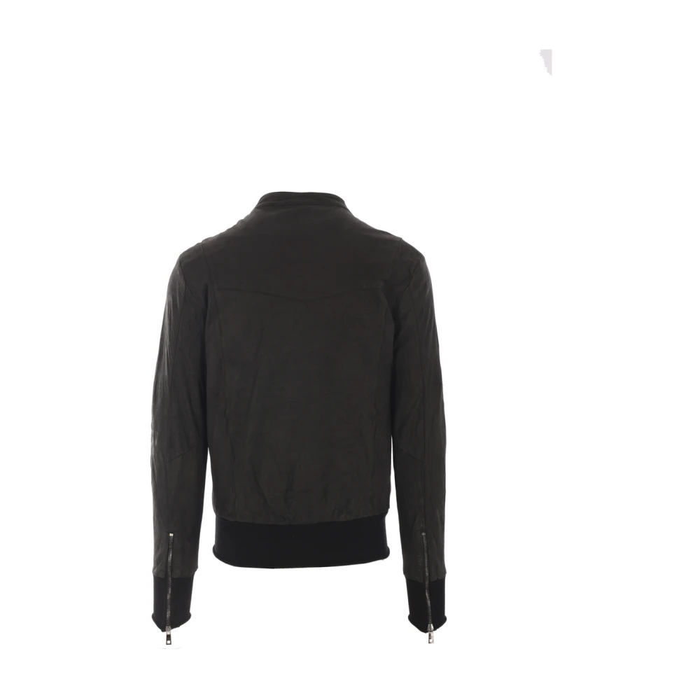 Giorgio Brato Zwarte leren bikerjas rits Black Heren