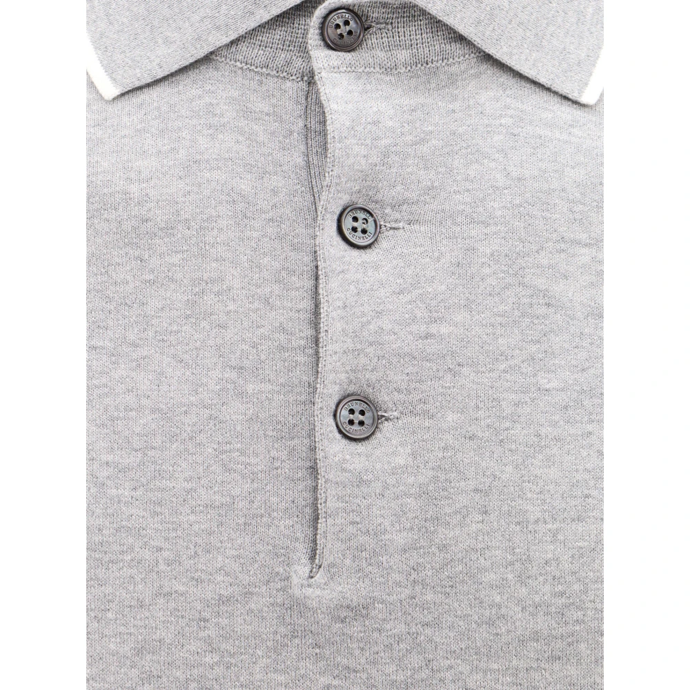 BRUNELLO CUCINELLI Grijze T-shirt met drie knopen Gray Heren