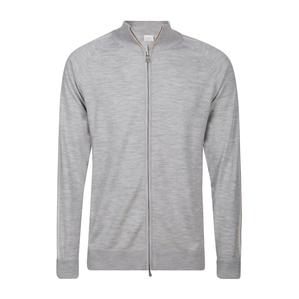 Eleventy Gestreepte Full Zip Trui Gray Heren