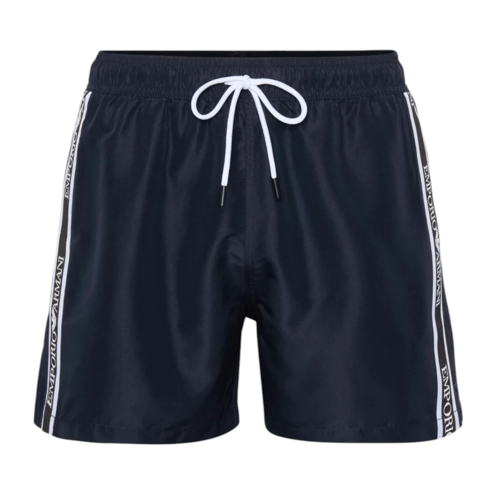 Emporio Armani Men's Blue Boxer Swim Shorts Polyester