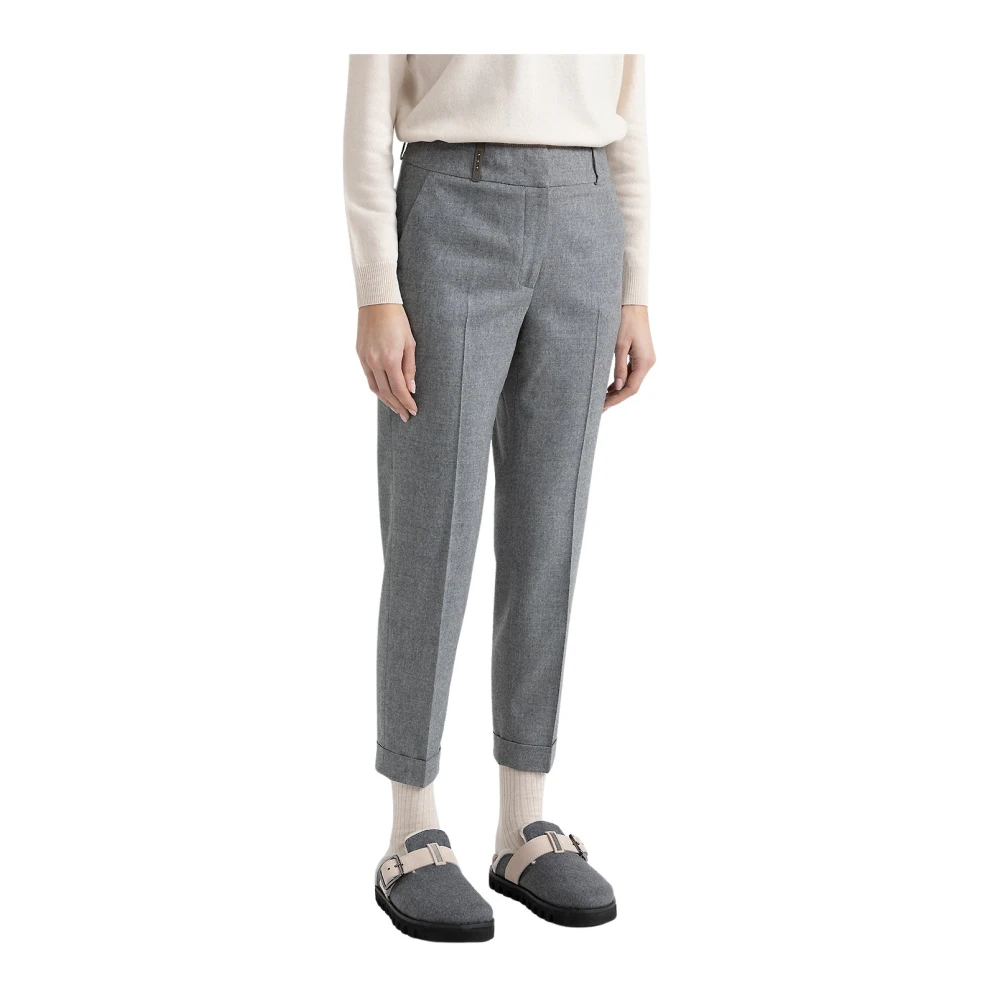 PESERICO Wollen en kasjmier flanellen broek Gray Dames