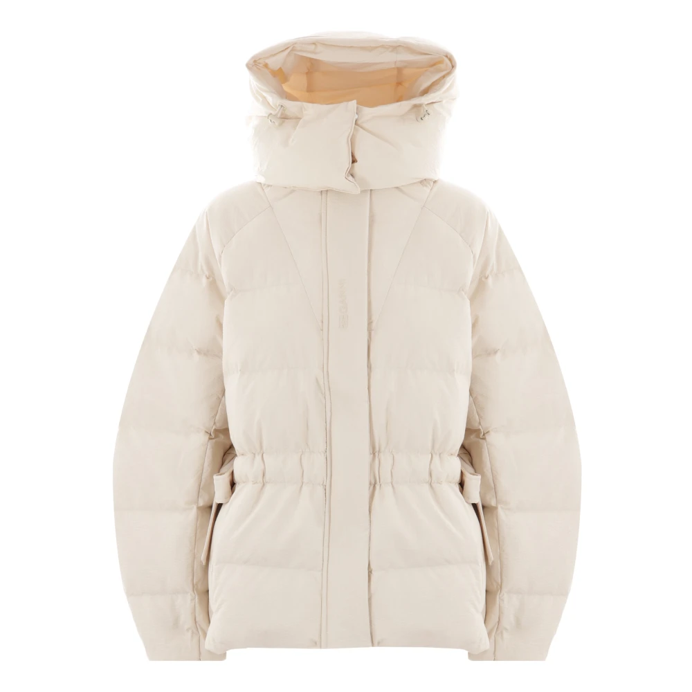 Ganni Oversized Ivory Seersucker Teknisk Kappa White, Dam