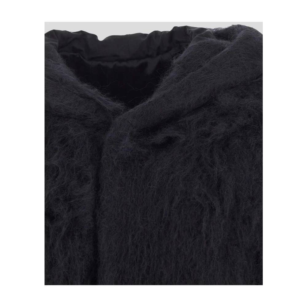 Rick Owens Wollen Jas met Capuchon Black Dames