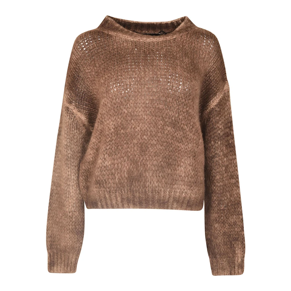 Roberto Collina Handgeverfde Alpaca Trui Kameel Brown Dames