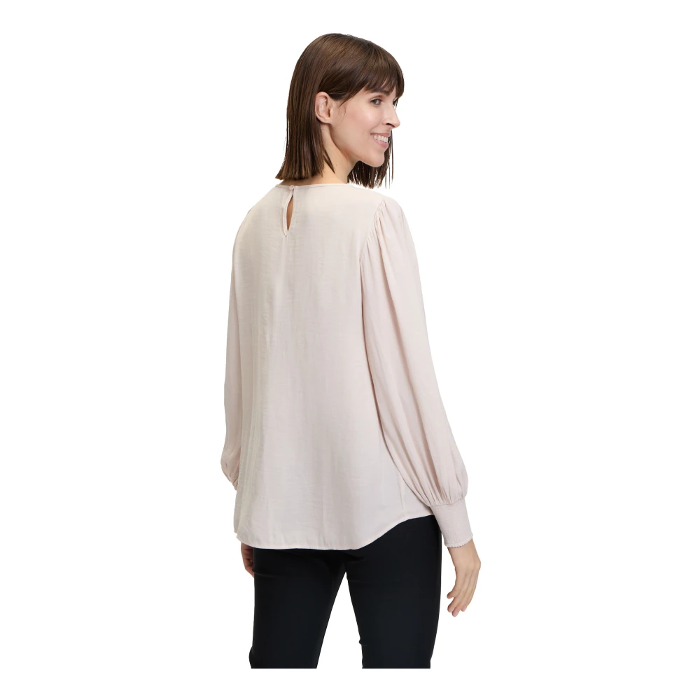 Betty Barclay Lange Mouw Satijnen Blouse Beige Dames
