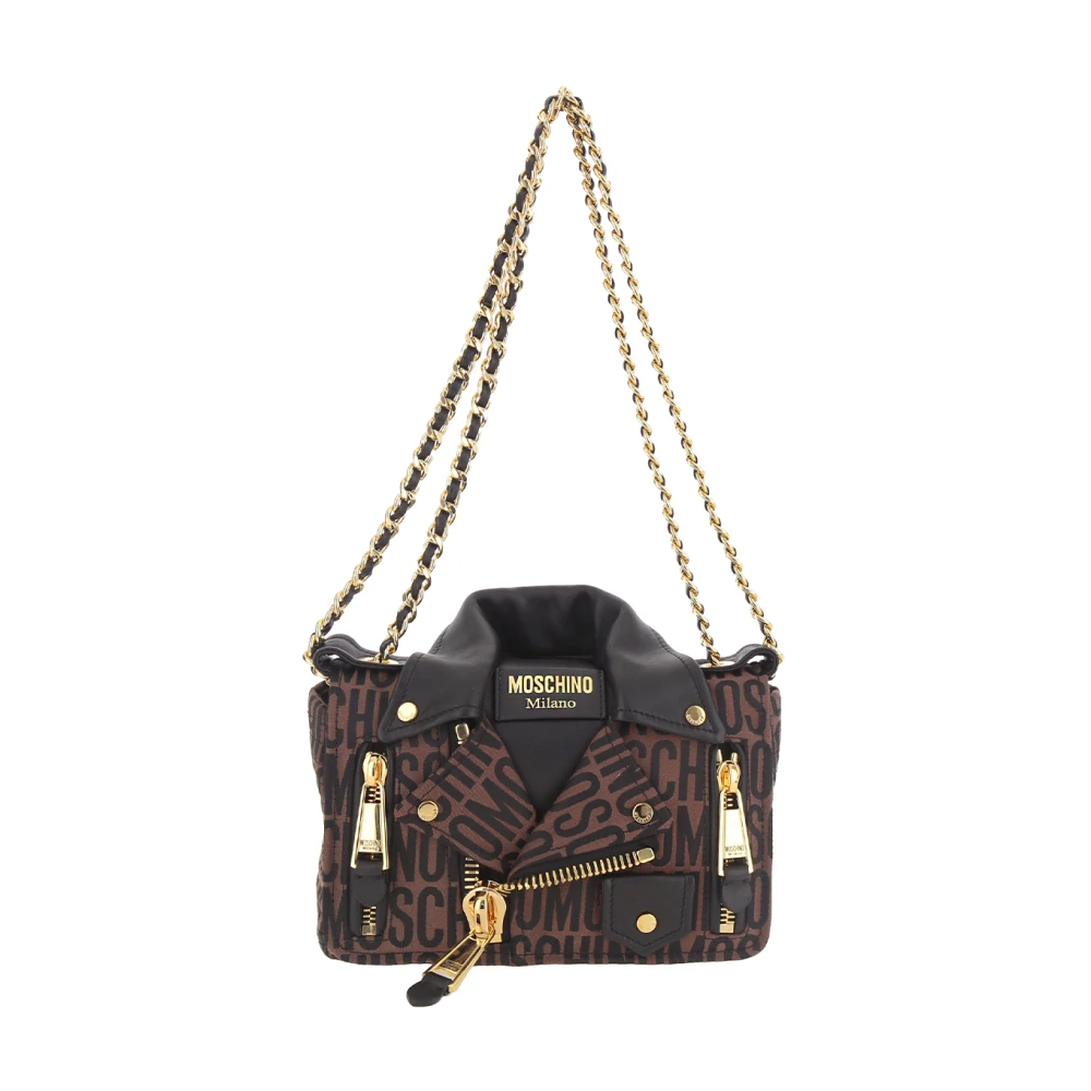 Moschino Jacquard Biker Tas in Bruin Brown Dames