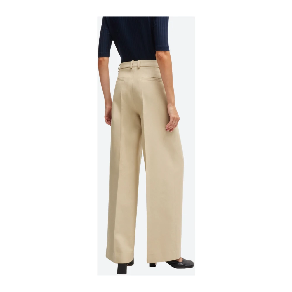 Hugo Boss Relaxed Fit Katoenen Broek Beige Dames