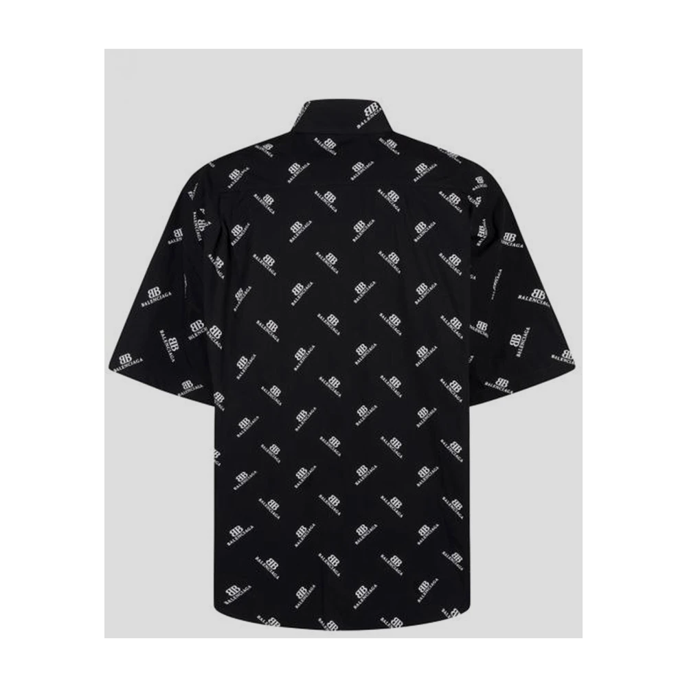 Balenciaga Cotton Logo Shirt Black Heren