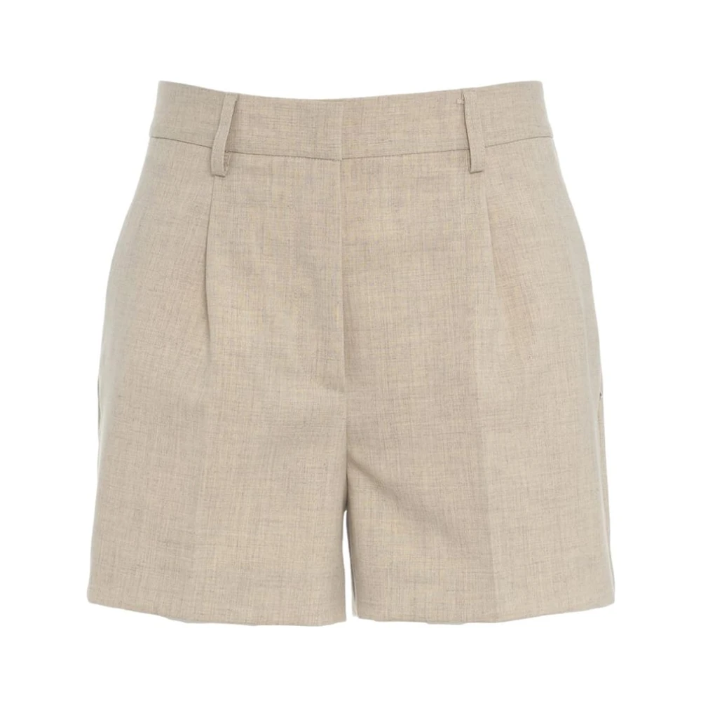 Ottod'Ame Beige Bermuda's met Plooien en Zakken Beige Dames