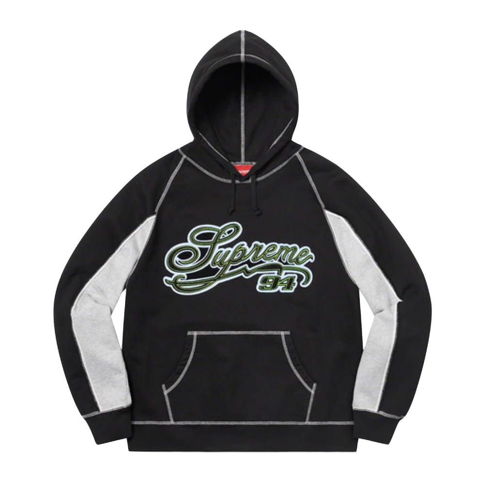 Supreme Zwarte Paneel Script Hoodie Limited Edition Black Heren