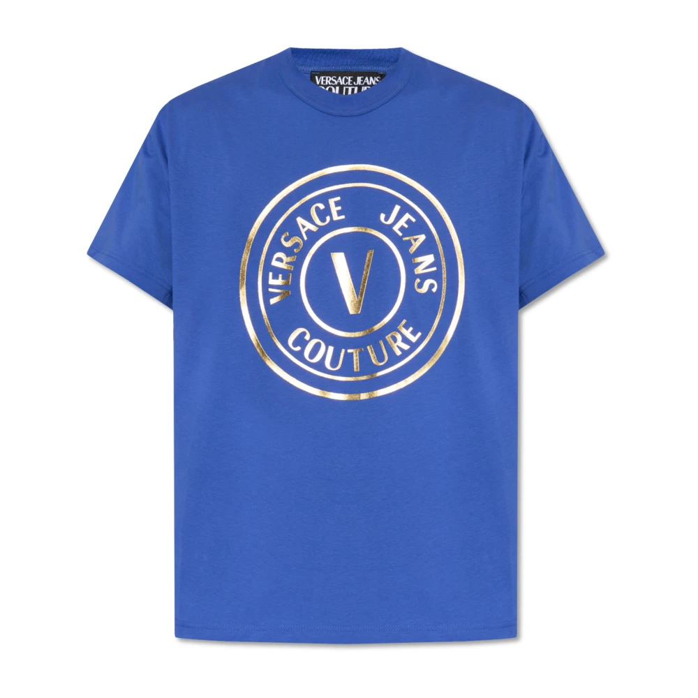 Versace Jeans Couture T-shirt met logo-print Blue Heren